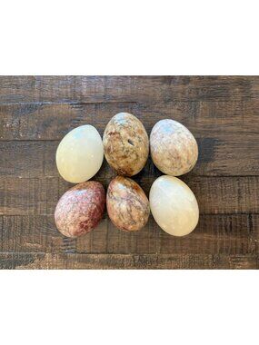 Alabaster Decorative Eggs Lot Of 6 Total